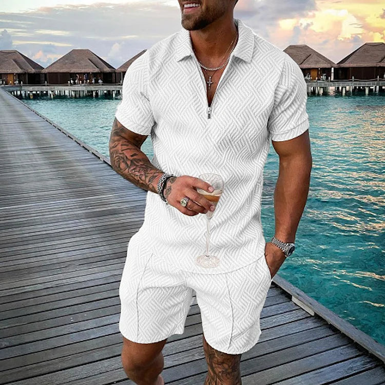 MITH | INFINITE WHITE POLO SHIRT & SHORTS SET
