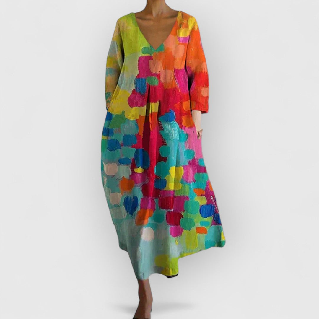 HARPER | Colorful V-Neck Dress