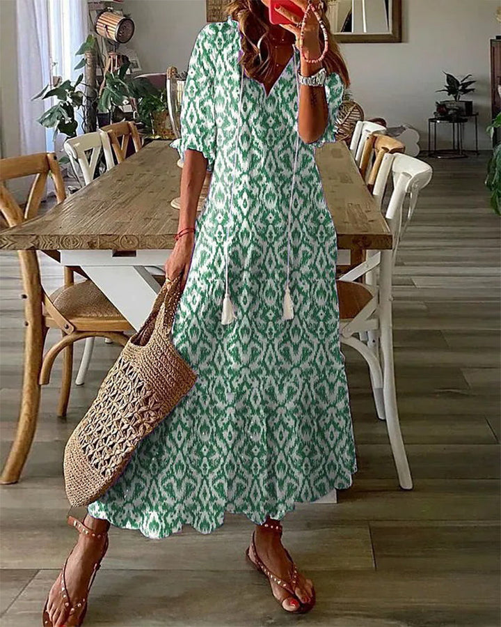 Lila - Boho Vintage V-Neck Summer Dress