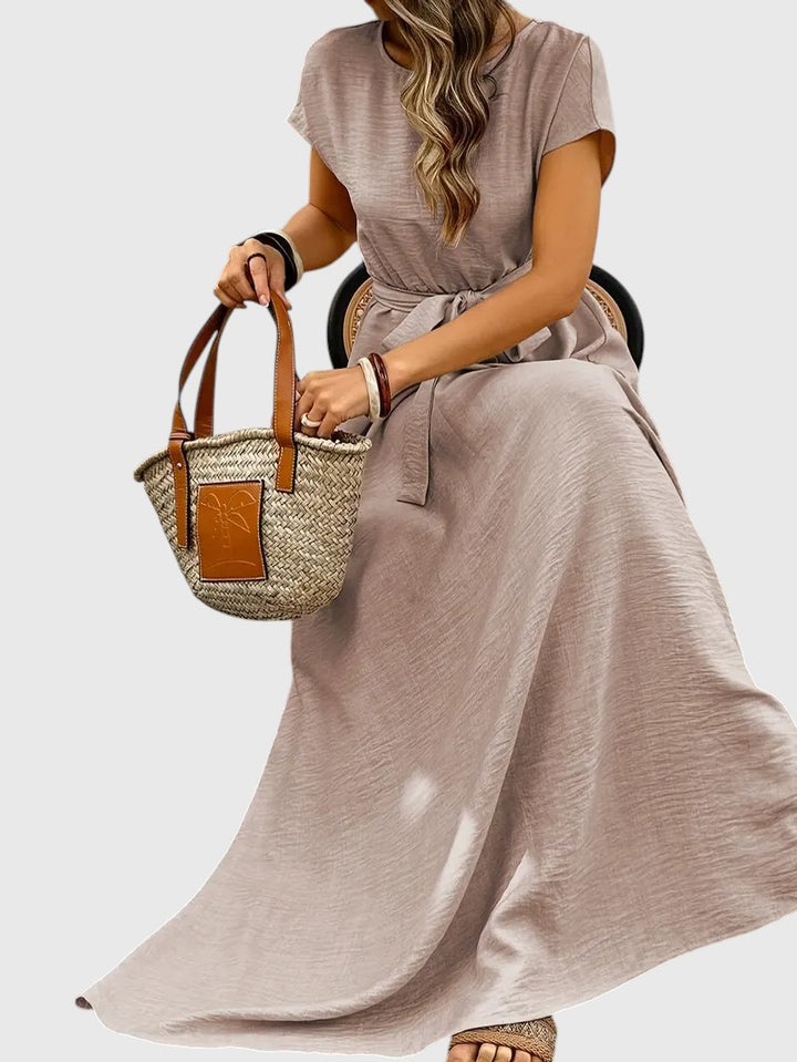 LAVEIN™ | ELEGANT PLEATED LINEN-TEXTURE MAXI DRESS