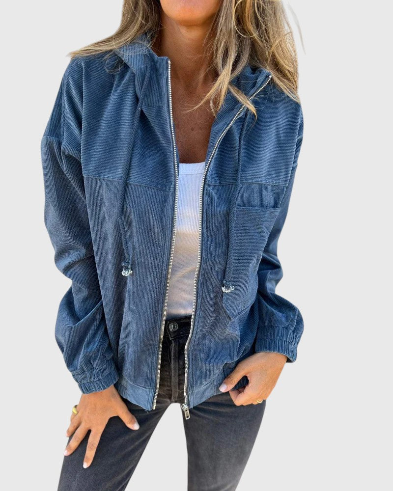 SHERRY™ | CORDUROY HOODED ZIP-UP JACKET