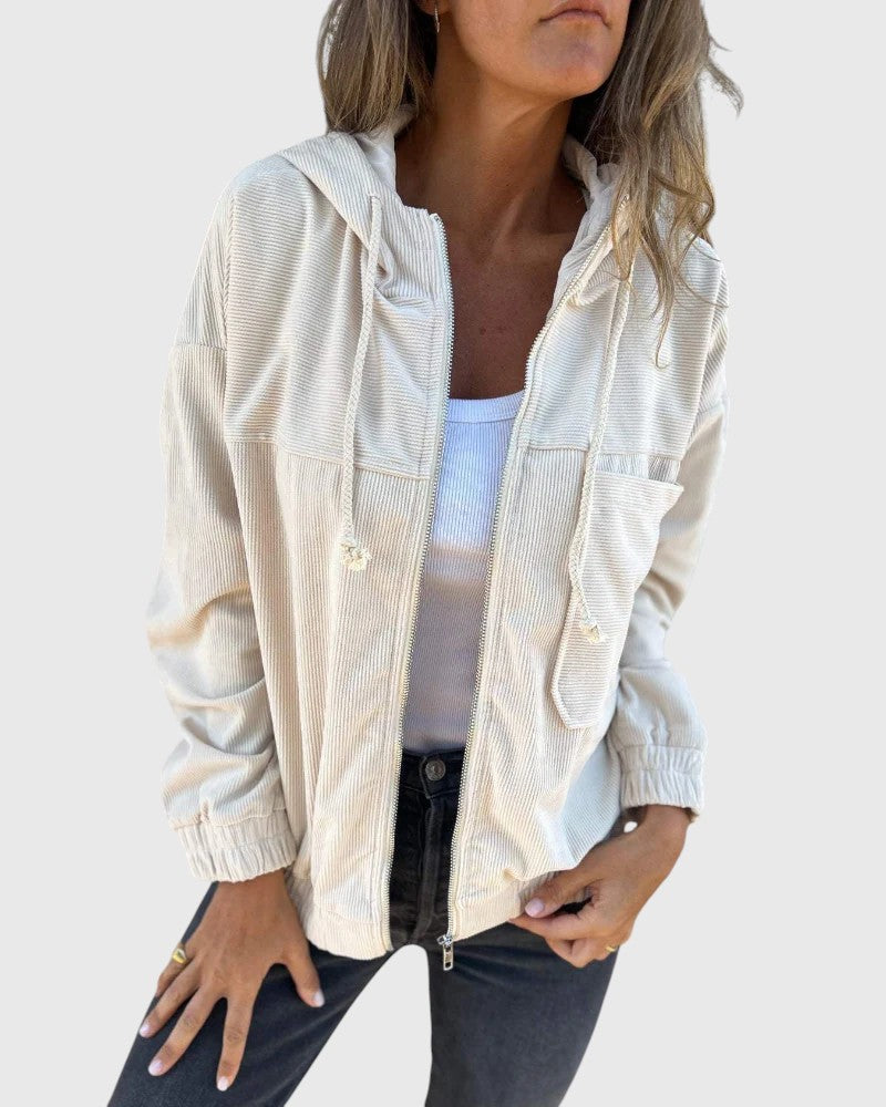 SHERRY™ | CORDUROY HOODED ZIP-UP JACKET
