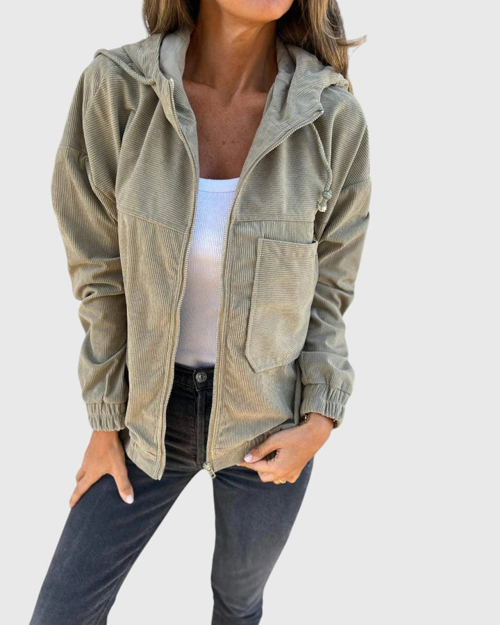 SHERRY™ | CORDUROY HOODED ZIP-UP JACKET