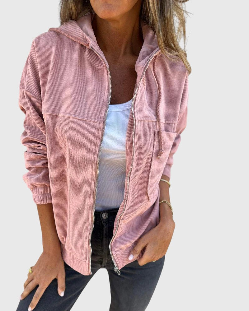 SHERRY™ | CORDUROY HOODED ZIP-UP JACKET