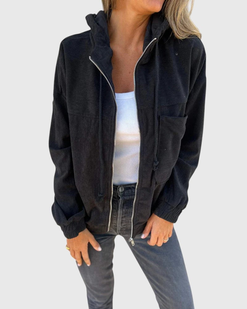 SHERRY™ | CORDUROY HOODED ZIP-UP JACKET