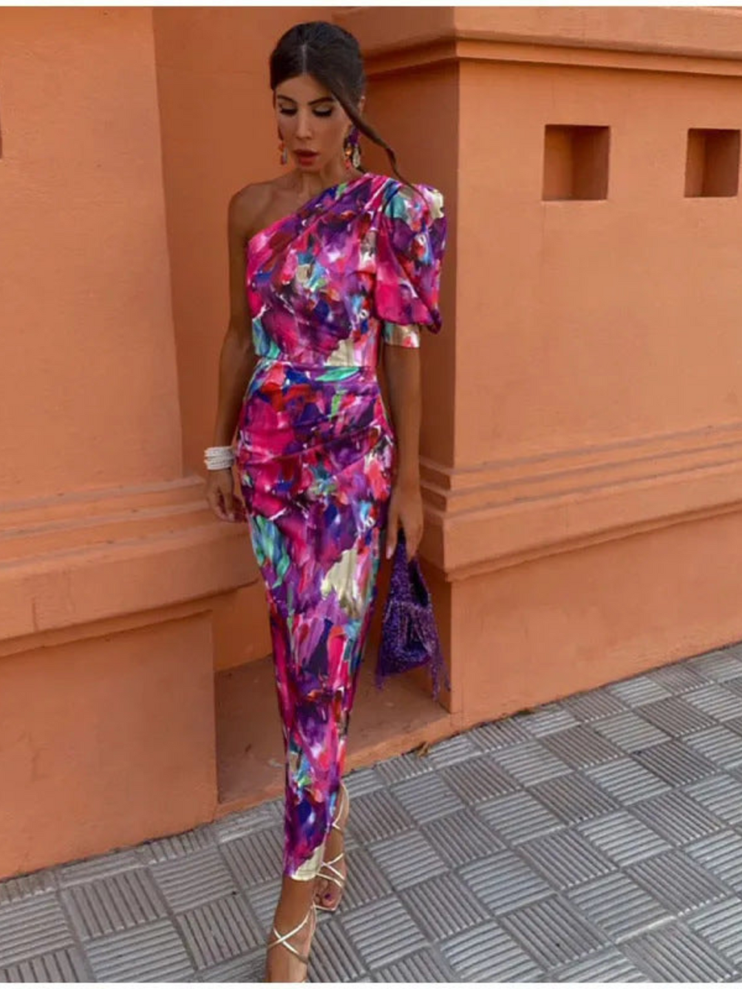 NAOLIE™ | OFF-SHOULDER PURPLE MIDI DRESS