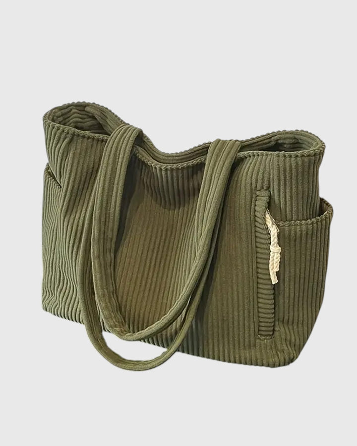 ELLIE™ | RIBBED TOTE BAG WITH ROPE DETAIL