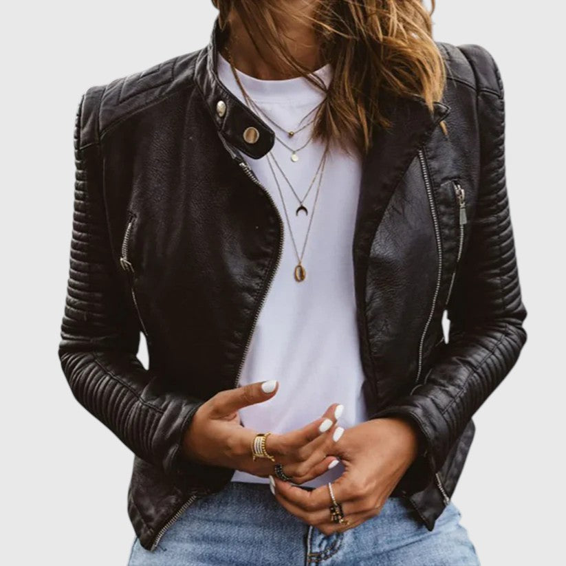 MARCIA™ | STYLISH BIKER LEATHER JACKET