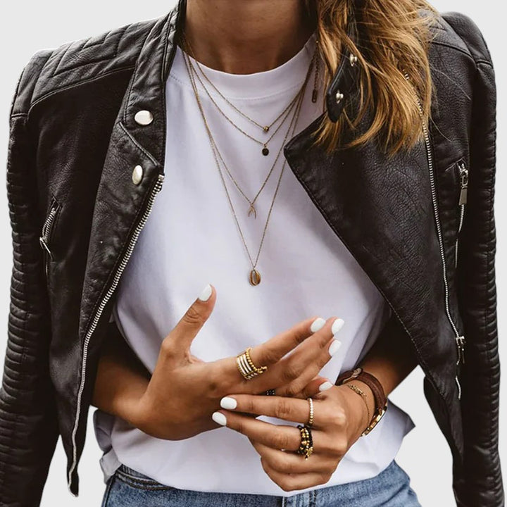 MARCIA™ | STYLISH BIKER LEATHER JACKET