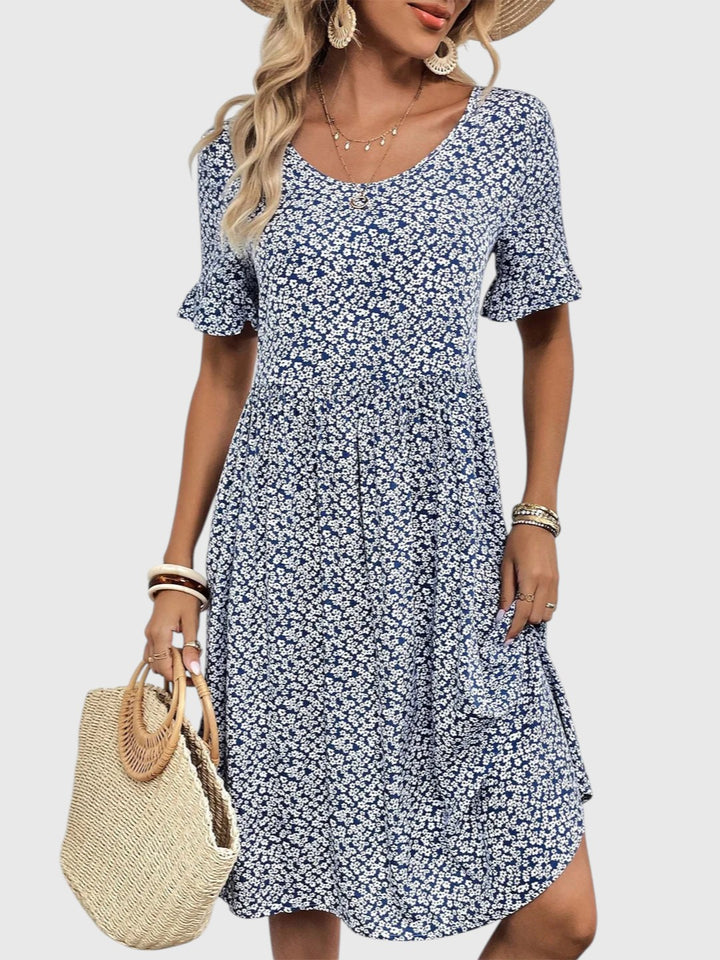TIANNA™ | FLORAL PRINTED MIDI SUMMER DRESS WITH TUMMY COVERAGE