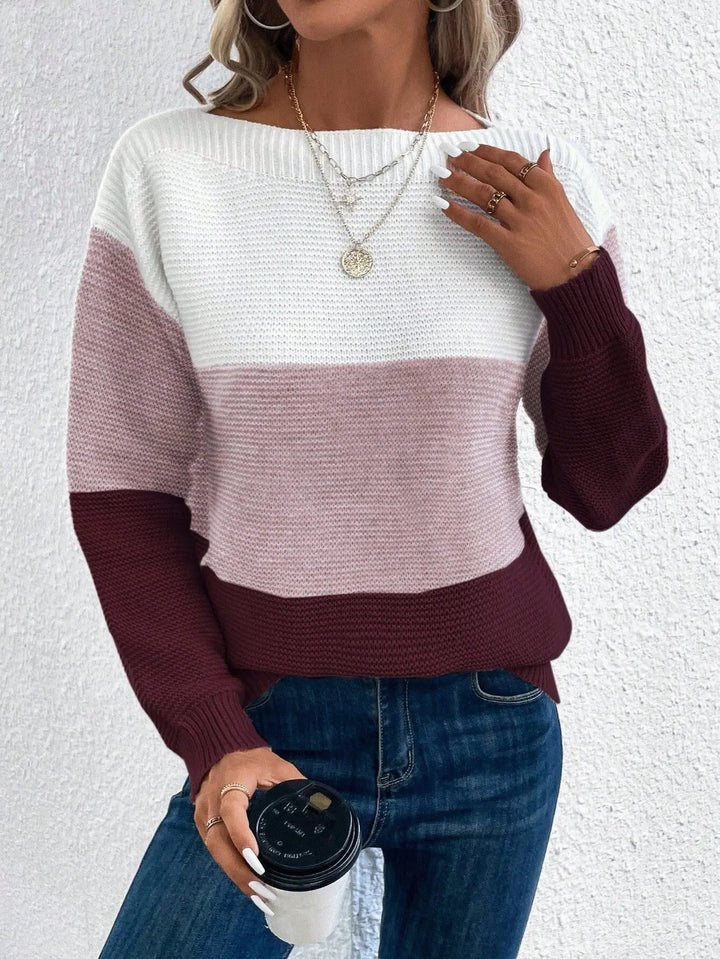 Midsummer™ | Chic Tri-Color Patchwork Sweater