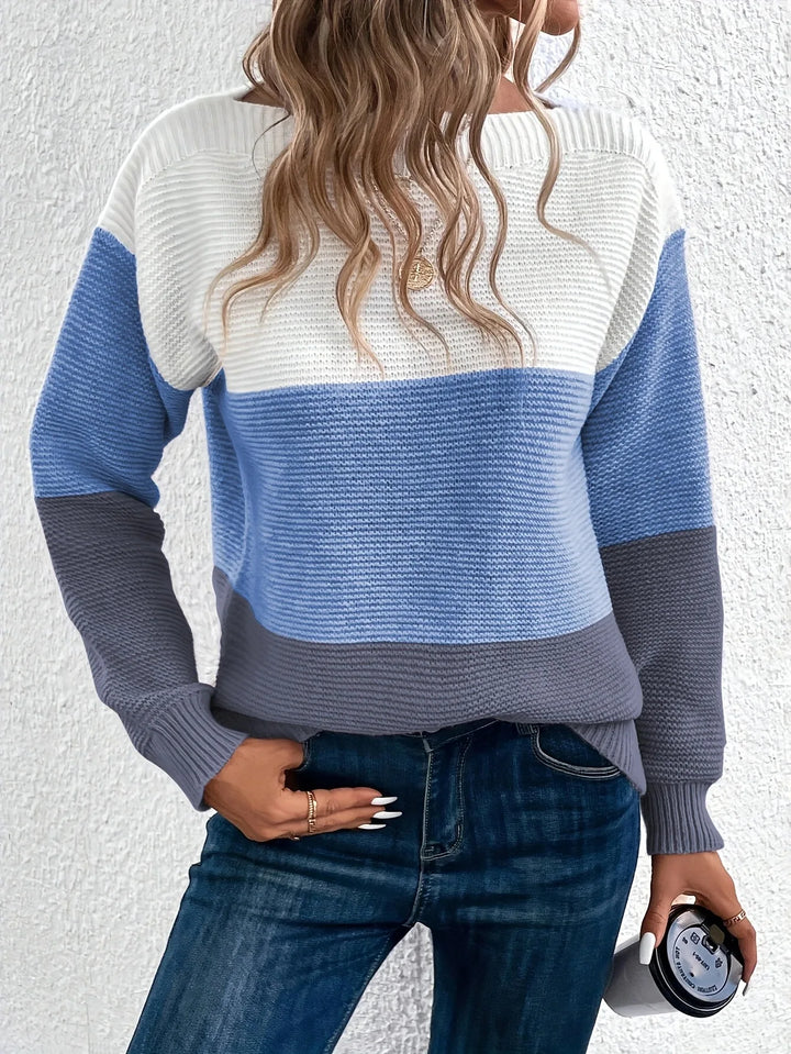 Midsummer™ | Chic Tri-Color Patchwork Sweater