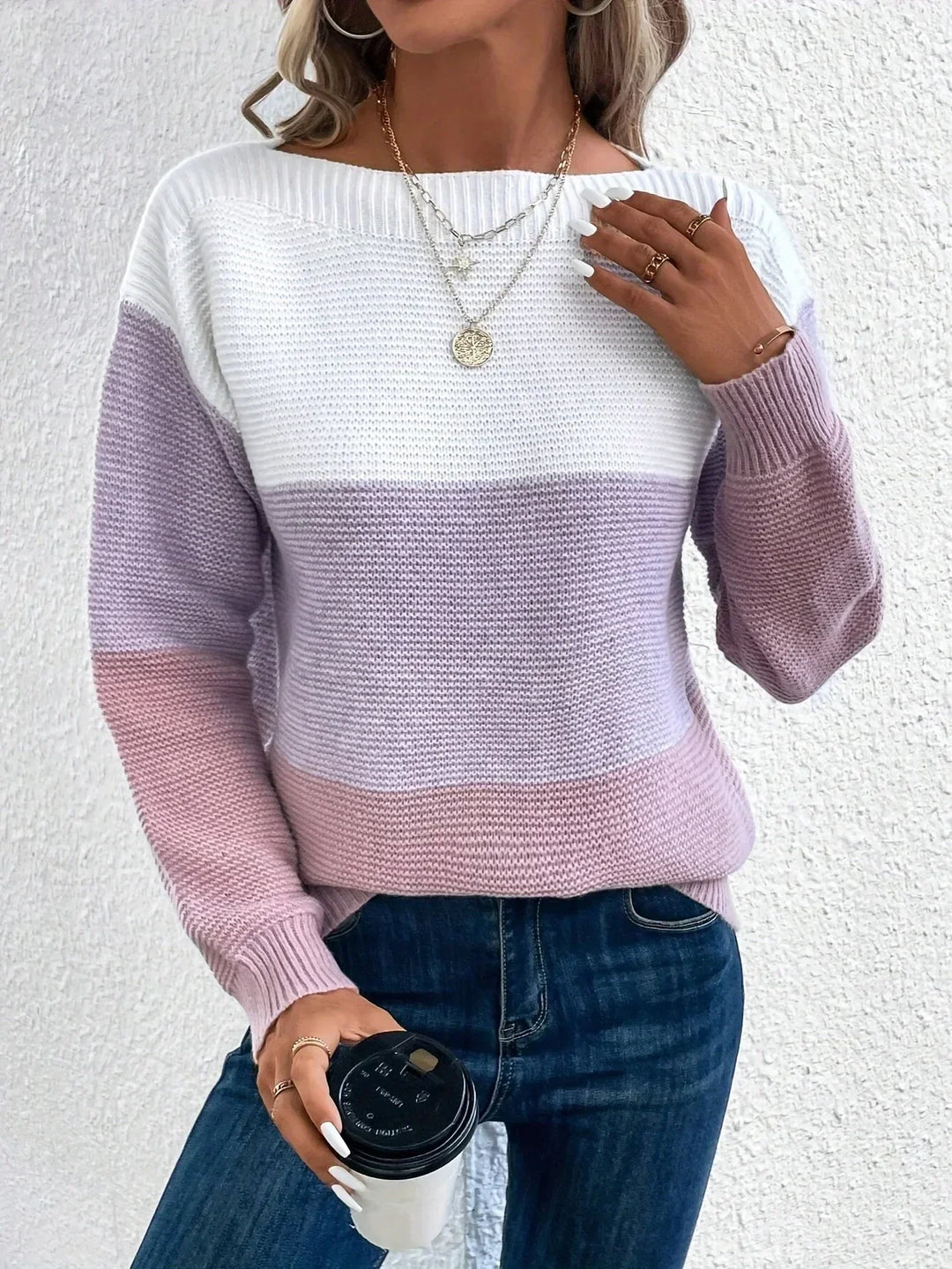 Midsummer™ | Chic Tri-Color Patchwork Sweater