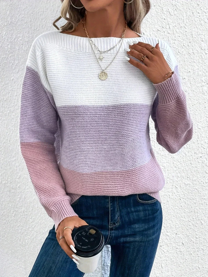 Midsummer™ | Chic Tri-Color Patchwork Sweater