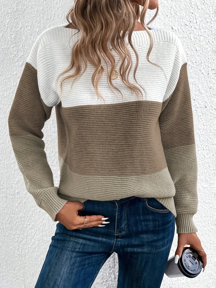 Midsummer™ | Chic Tri-Color Patchwork Sweater