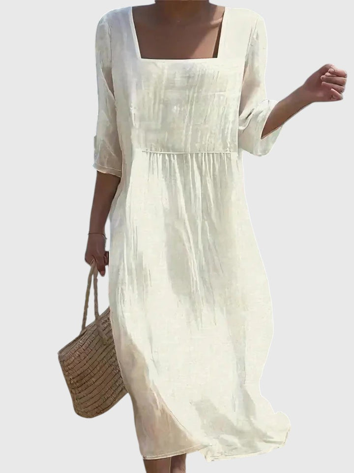 LILIA™ | CASUAL LINEN MIDI DRESS