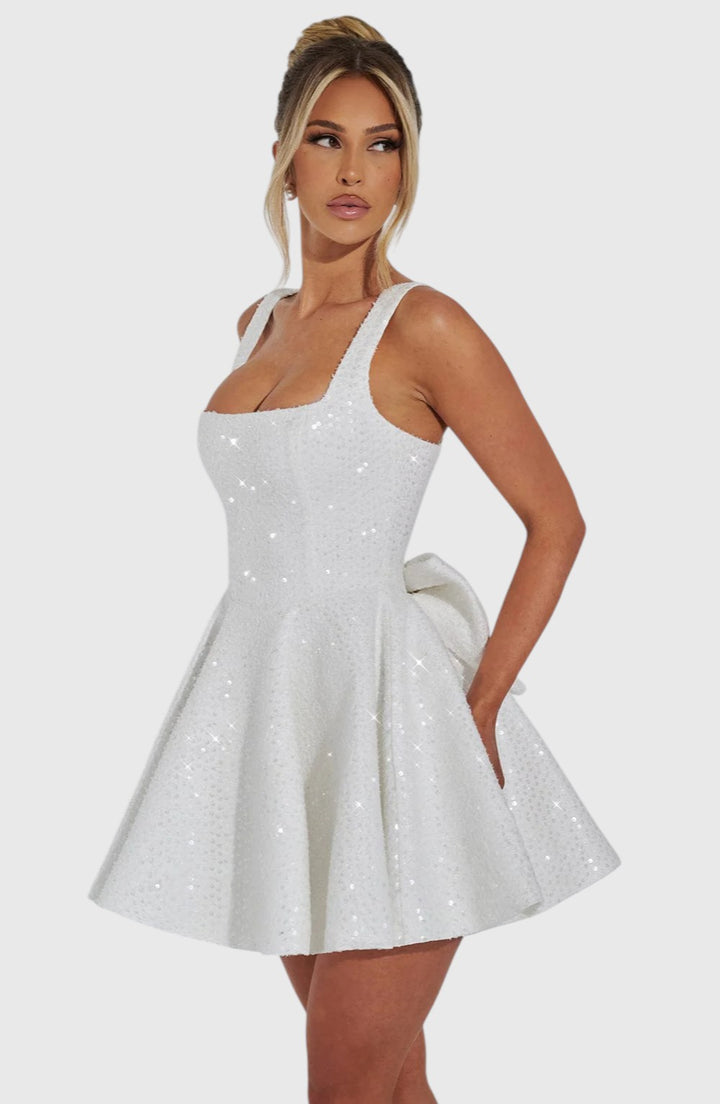 ARIELLA™ | SEQUINS BOW BACKLESS MINI DRESS
