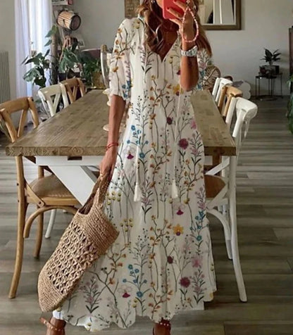 Lila - Boho Vintage V-Neck Summer Dress