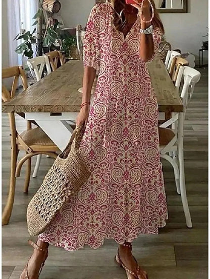 Lila - Boho Vintage V-Neck Summer Dress