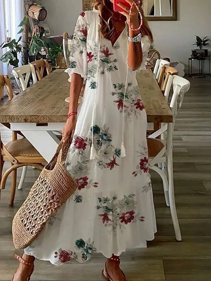 Lila - Boho Vintage V-Neck Summer Dress